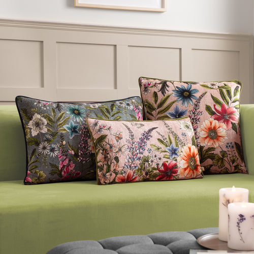 Floral Blue Cushions - Hidcote Manor Alma Floral Cushion Cover Petrol Wylder