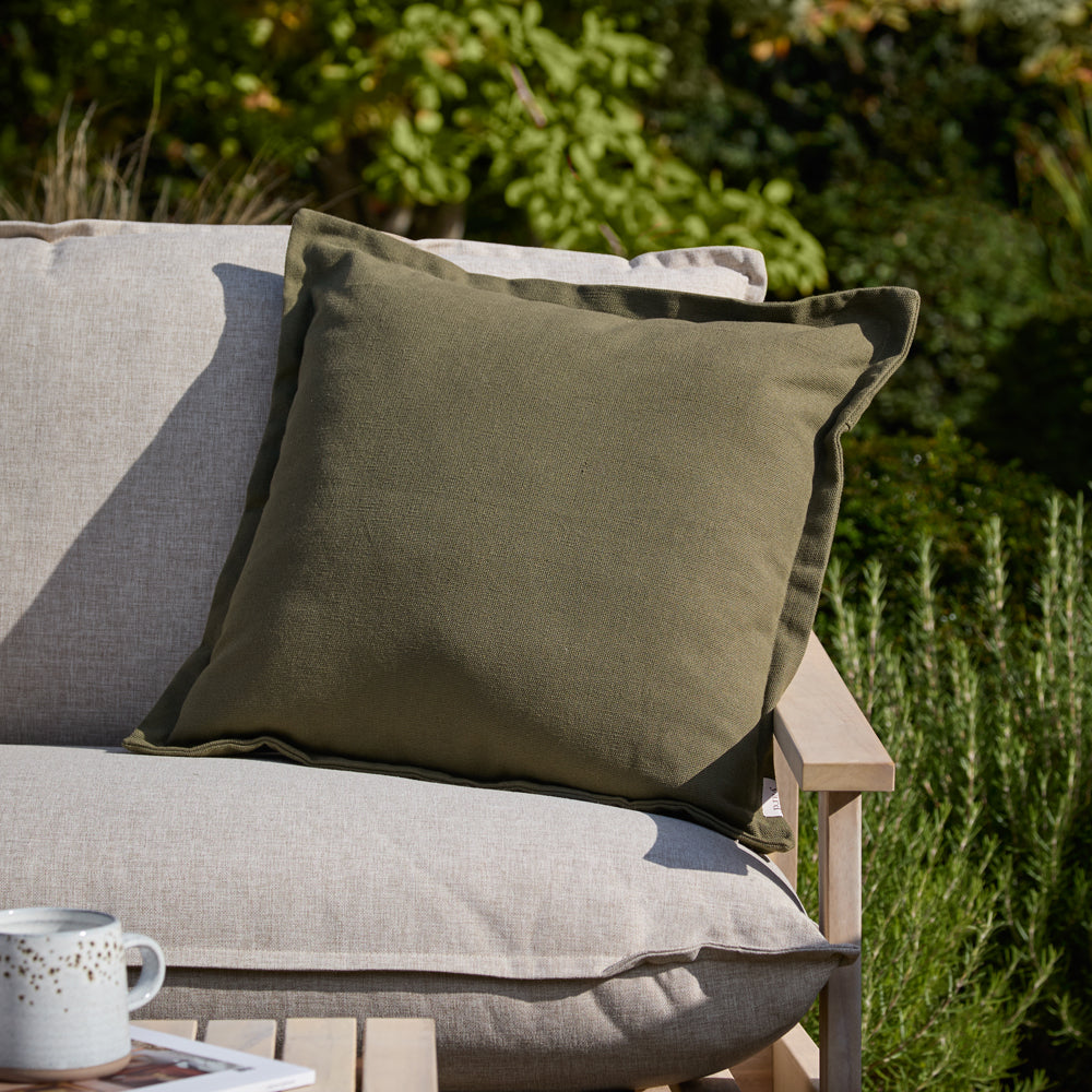 Plain Green Cushions - Holmfirth Canvas Outdoor Cushion Cover Lichen Yard