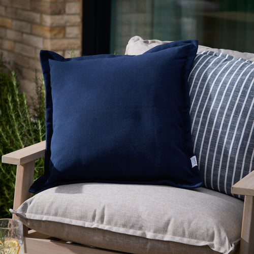 Plain Blue Cushions - Holmfirth Canvas Outdoor Cushion Cover Navy Yard