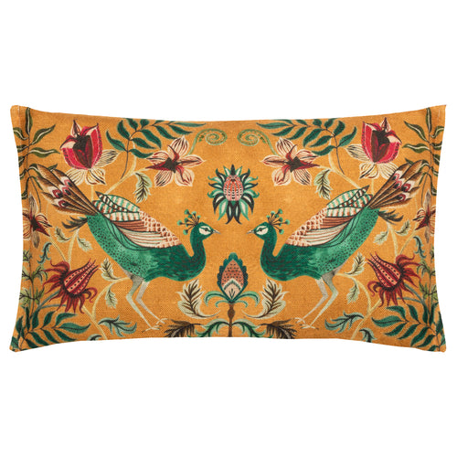 Animal Yellow Cushions - Holland Park Duo Rectangular Peacock Cushion Cover Ochre Wylder