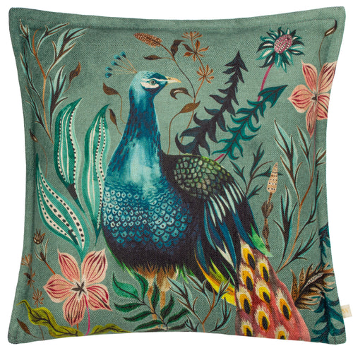 Animal Blue Cushions - Holland Park Peacock Cushion Cover Teal Wylder