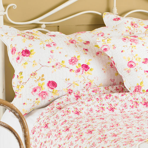 Floral White Bedding - Honey Pot Lane Floral Pillow Sham White Paoletti