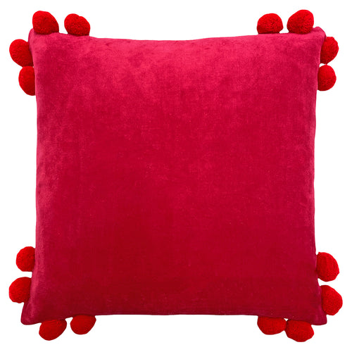 Plain Pink Cushions - Hoola Pom-Pom Cushion Cover Fuchsia/Red furn.