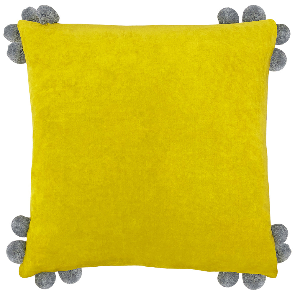 Hoola Yellow Pom Pom Cushion Cover Yellow Grey Cushions furn. furn