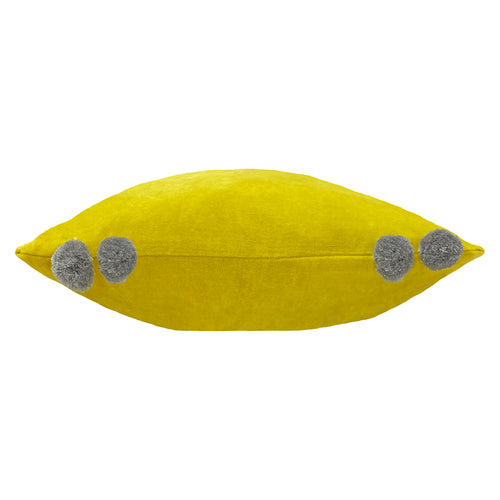 Plain Yellow Cushions - Hoola Pom-Pom Cushion Cover Yellow/Grey furn.