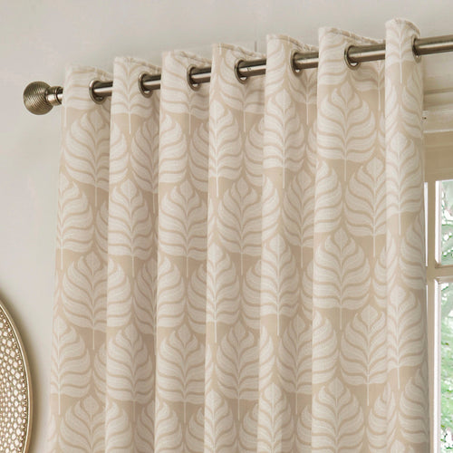 Floral Beige Curtains - Horto Botanical Eyelet Curtains Natural Paoletti