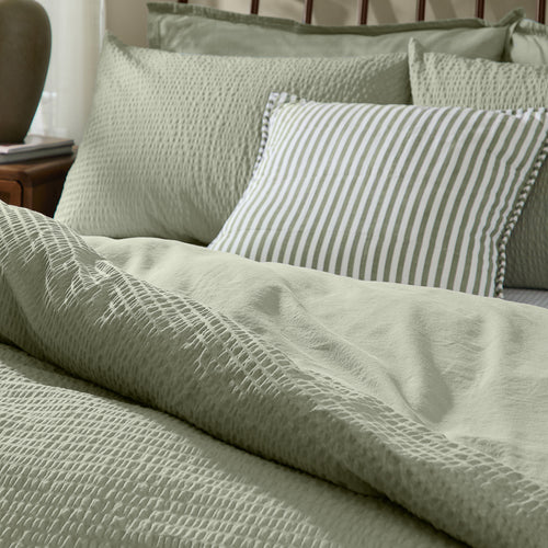 Hebden Relaxed Seersucker Duvet Cover Set Bay Green