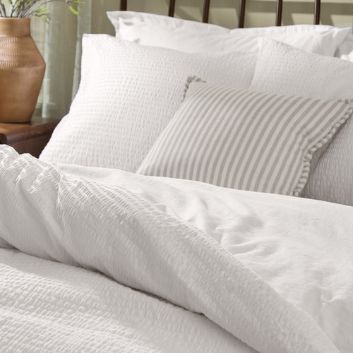 Hebden Relaxed Seersucker Duvet Cover Set Chalk