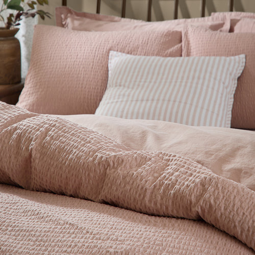 Hebden Relaxed Seersucker Duvet Cover Set Cotta