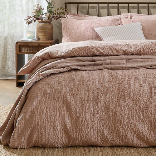 Hebden Relaxed Seersucker Duvet Cover Set Cotta