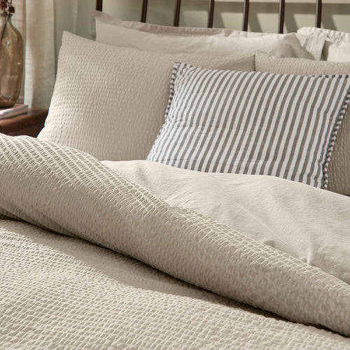 Hebden Relaxed Seersucker Duvet Cover Set Stone