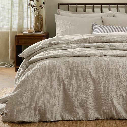 Hebden Relaxed Seersucker Duvet Cover Set Stone