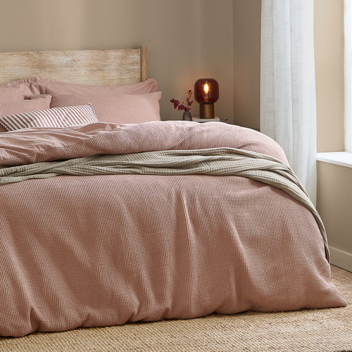 Hebden Relaxed Waffle Duvet Cover Set Cotta