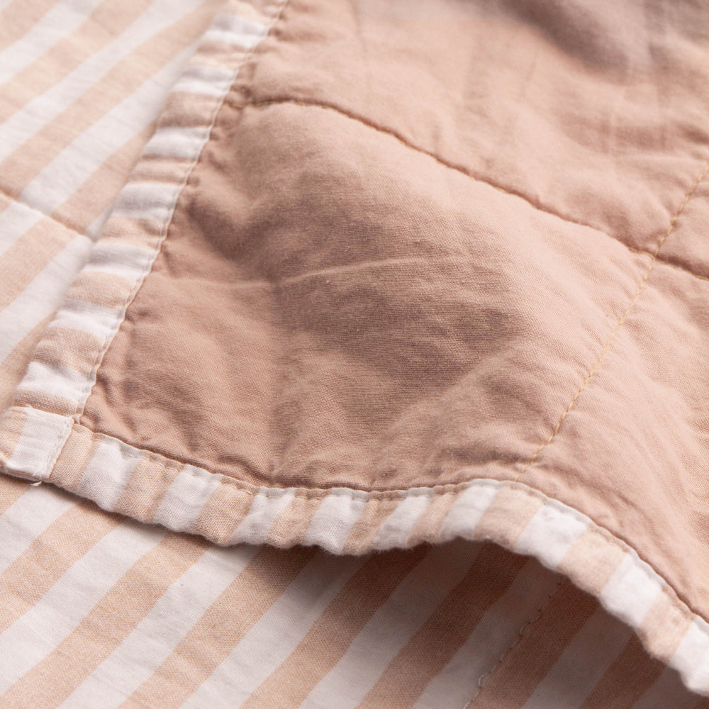 Hebden Quilted Stripe 100% Cotton Bedspread Blush/Cotta