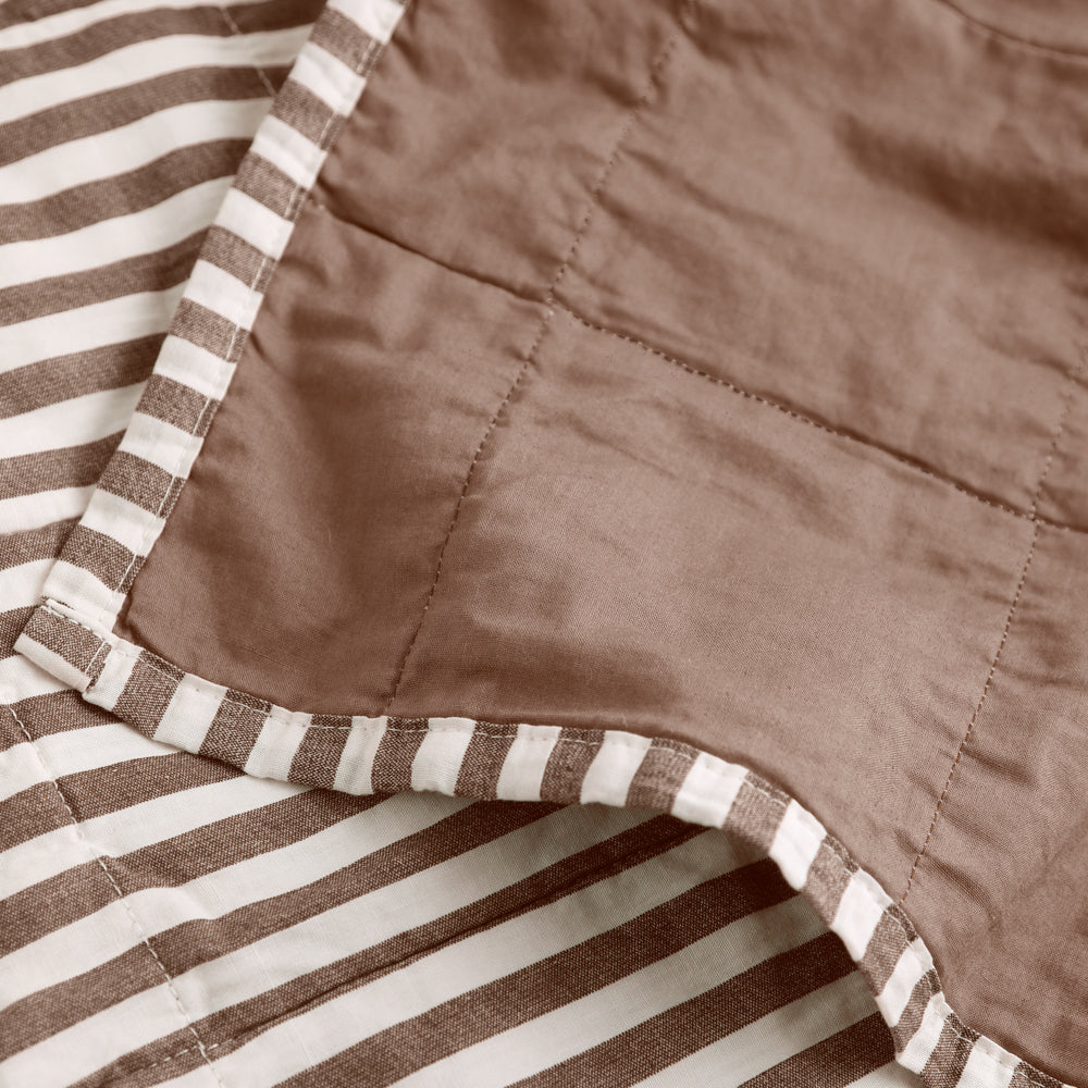 Hebden Quilted Stripe 100% Cotton Bedspread Cocoa Brown