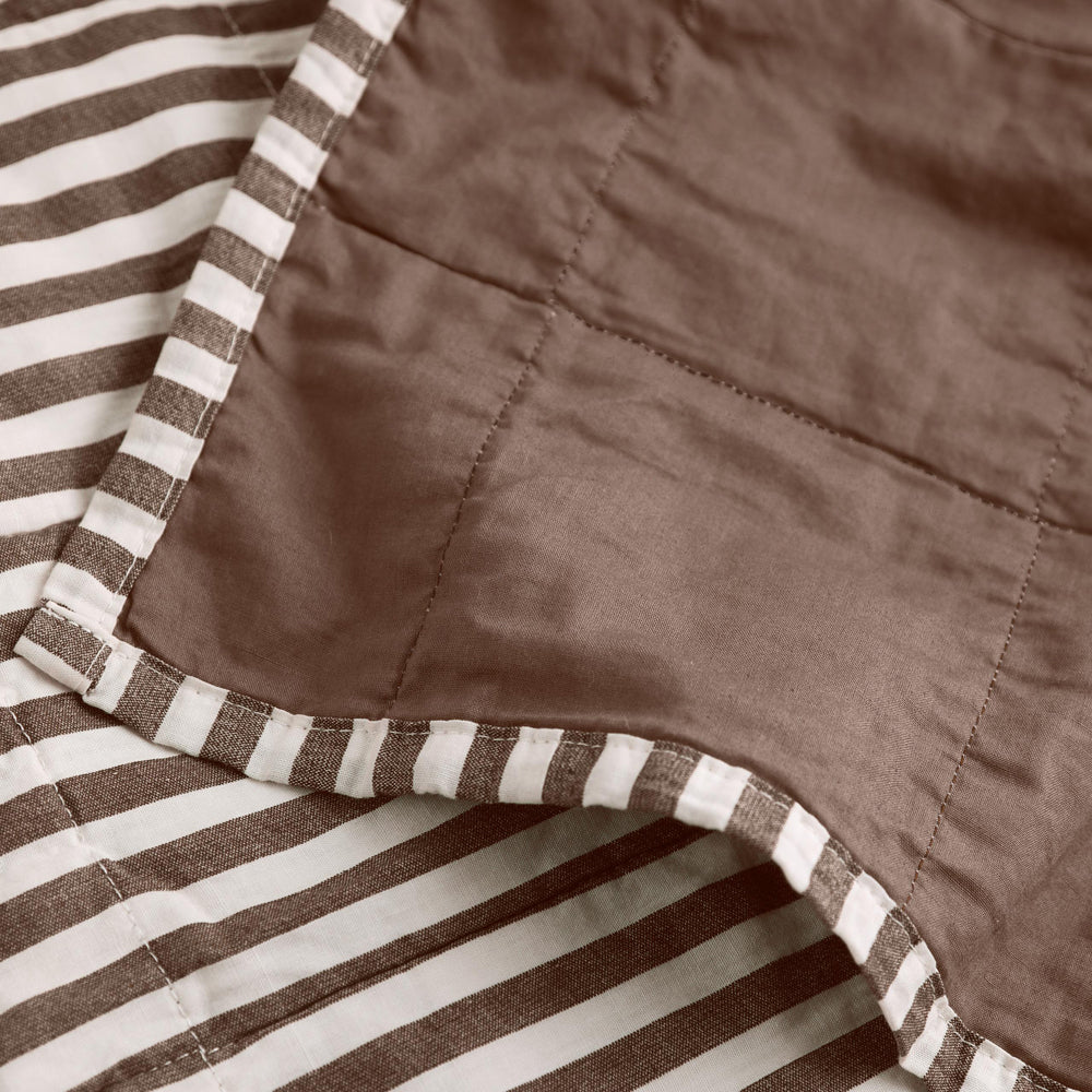 Hebden Quilted Stripe 100% Cotton Bedspread Cocoa Brown