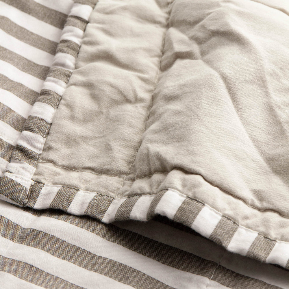 Hebden Quilted Stripe 100% Cotton Bedspread Mole/Stone