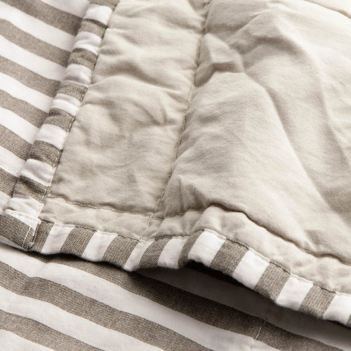 Hebden Quilted Stripe 100% Cotton Bedspread Mole/Stone