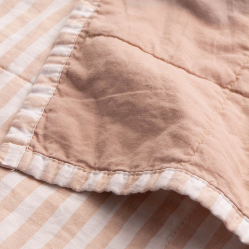 Hebden Quilted Stripe 100% Cotton Bedspread Blush/Cotta