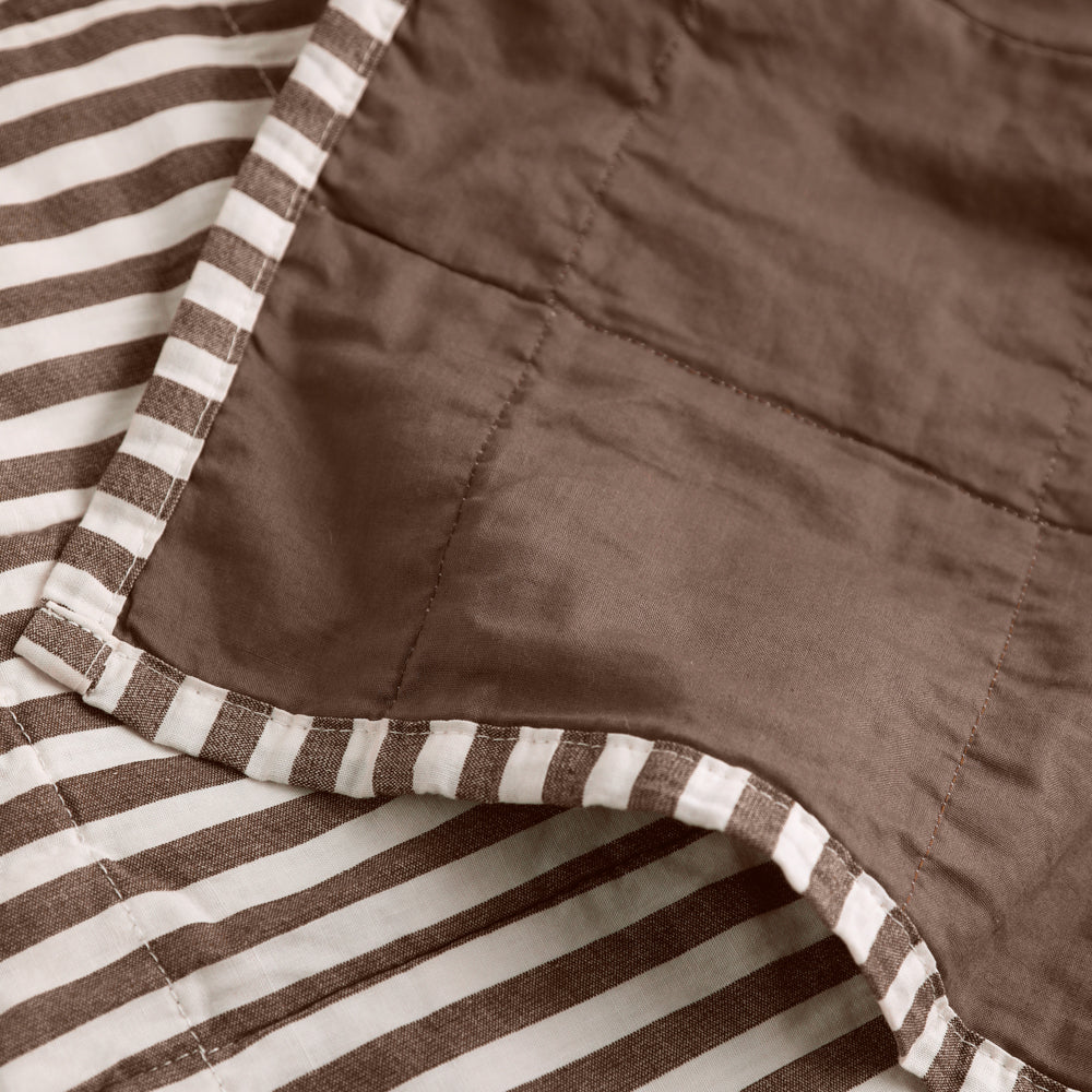 Hebden Quilted Stripe 100% Cotton Bedspread Cocoa Brown