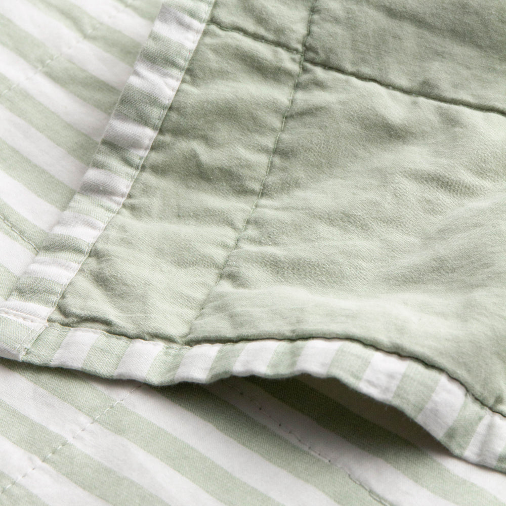 Hebden Quilted Stripe 100% Cotton Bedspread Eucalyptus/Bay Green