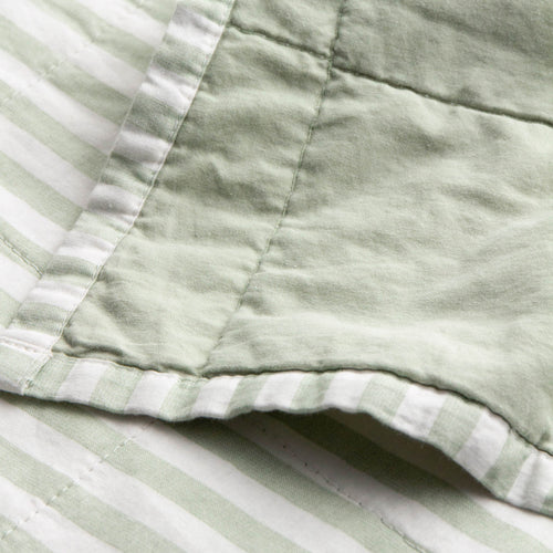 Hebden Quilted Stripe 100% Cotton Bedspread Eucalyptus/Bay Green