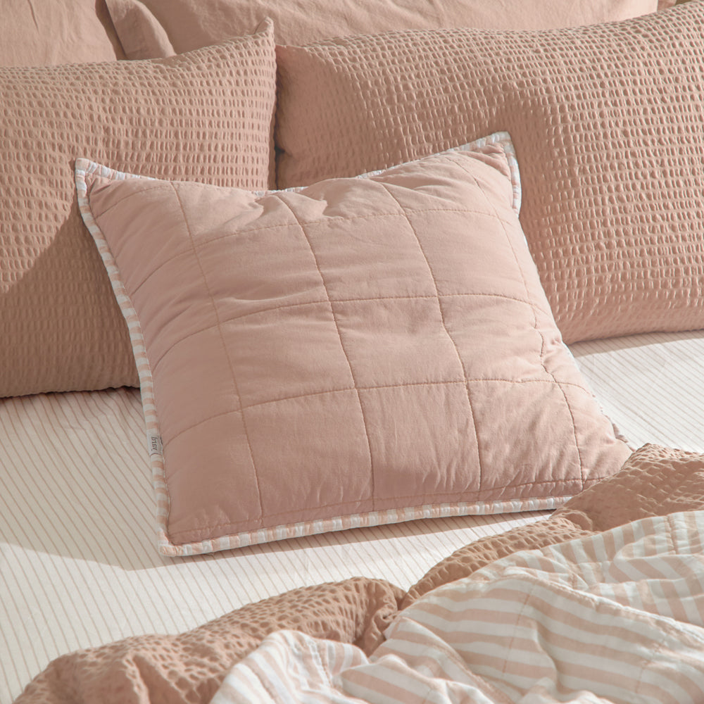 Striped Pink Cushions - Hebden 100% Cotton Cushion Cover Blush/Cotta Yard