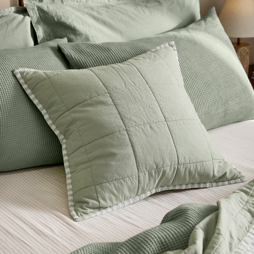 Striped Green Cushions - Hebden 100% Cotton Cushion Cover Eucalyptus/Bay Green Yard