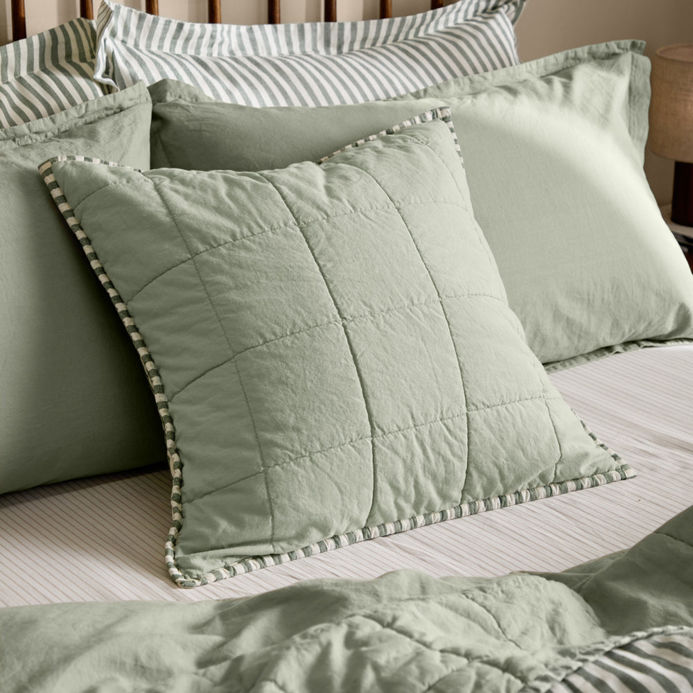 Striped Green Cushions - Hebden 100% Cotton Cushion Cover Forest/Bay Green Yard
