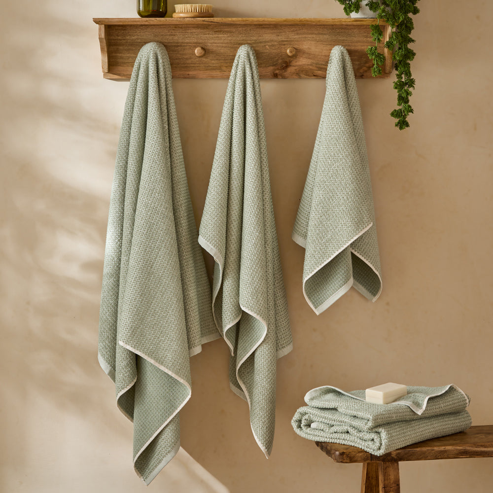 Hebden Textured Waffle Towels Bay Green