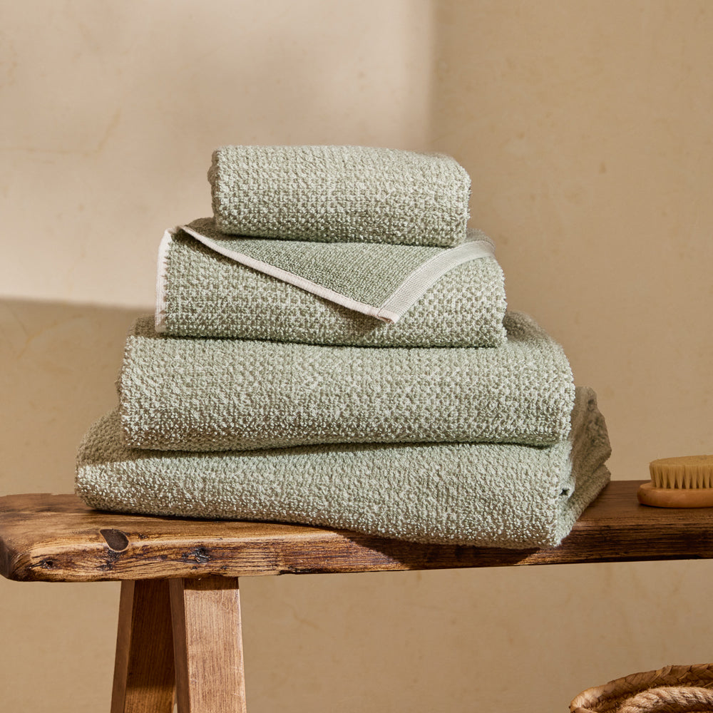 Modern Green Bathroom - Hebden Textured Waffle Towels Bay Green Yard