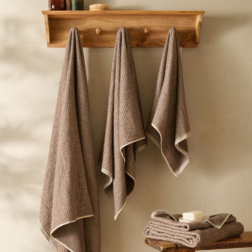 Hebden Textured Waffle Towels Cocoa Brown