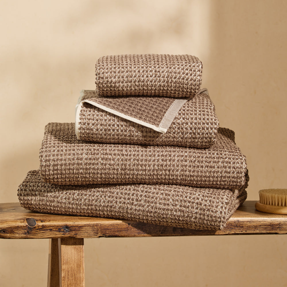 Hebden Textured Waffle Towels Cocoa Brown