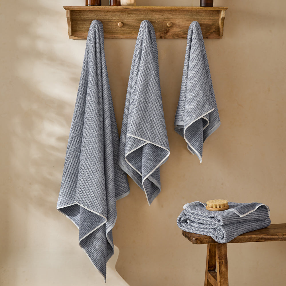 Hebden Textured Waffle Towels Denim Blue
