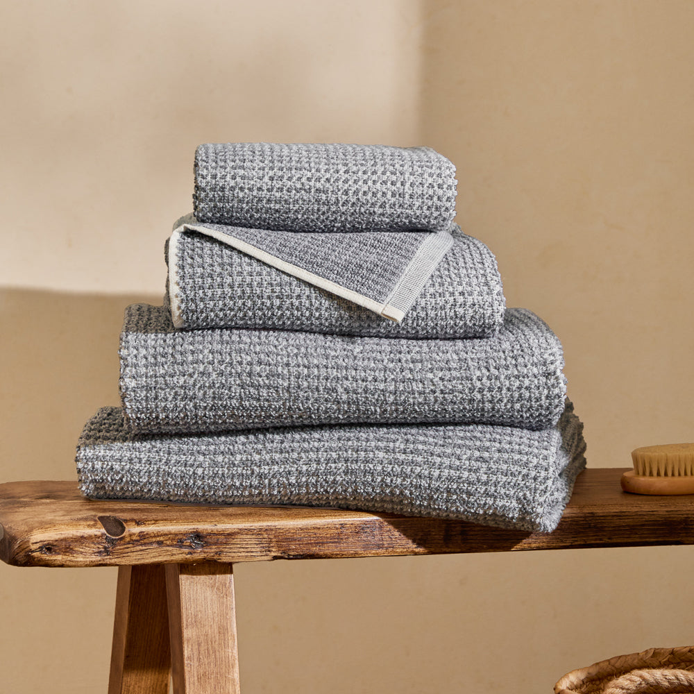 Modern Blue Bathroom - Hebden Textured Waffle Towels Denim Blue Yard
