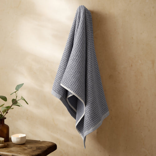 Modern Blue Bathroom - Hebden Textured Waffle Towels Denim Blue Yard