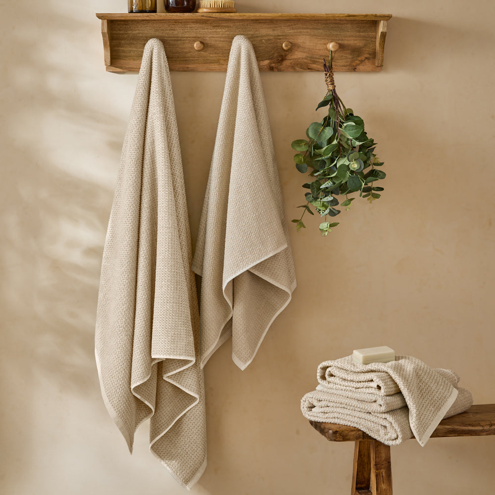 Hebden Textured Waffle Towels Stone