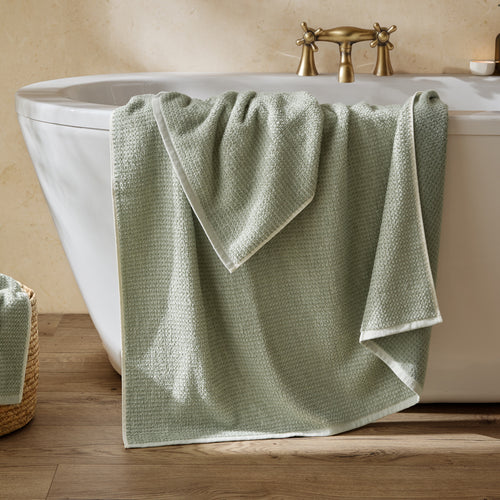 Hebden Textured Waffle Towels Bay Green