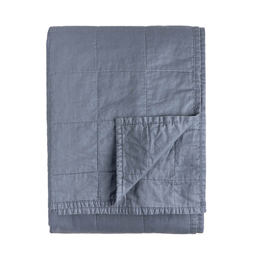 Hebden Quilted Washed Cotton Bedspread Denim Blue
