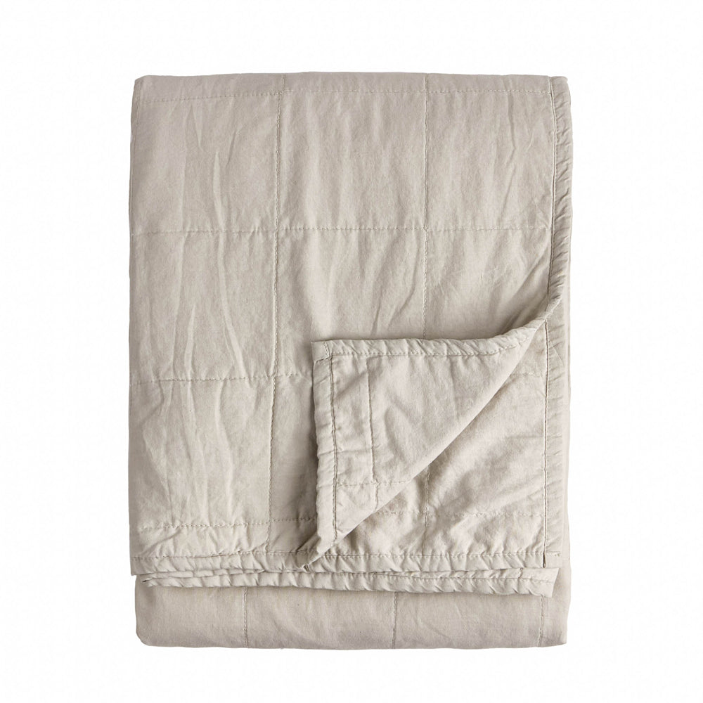 Hebden Quilted Washed Cotton Bedspread Stone