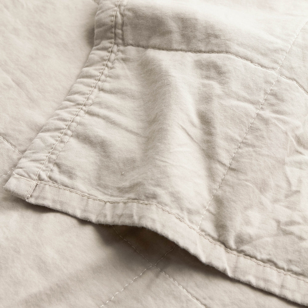 Hebden Quilted Washed Cotton Bedspread Stone