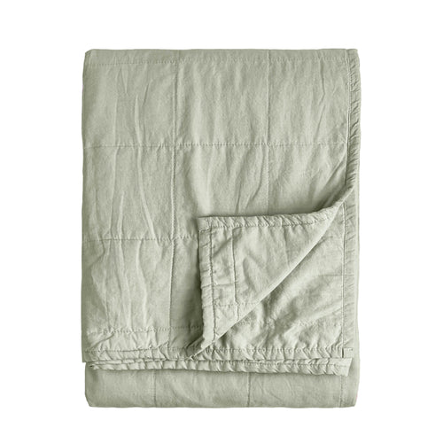Hebden Quilted Washed Cotton Bedspread Bay Green