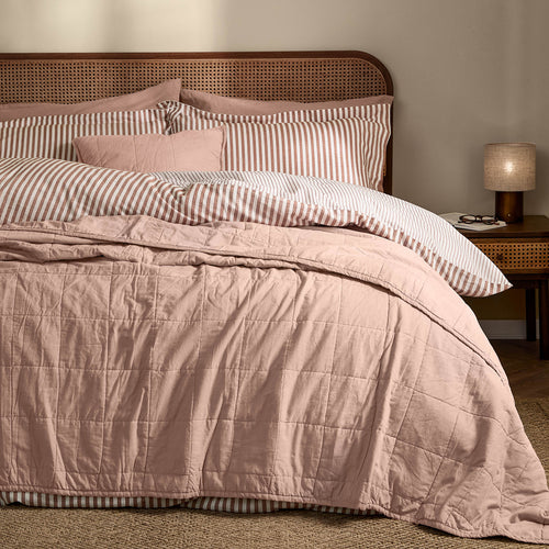 Hebden Quilted Washed Cotton Bedspread Cotta