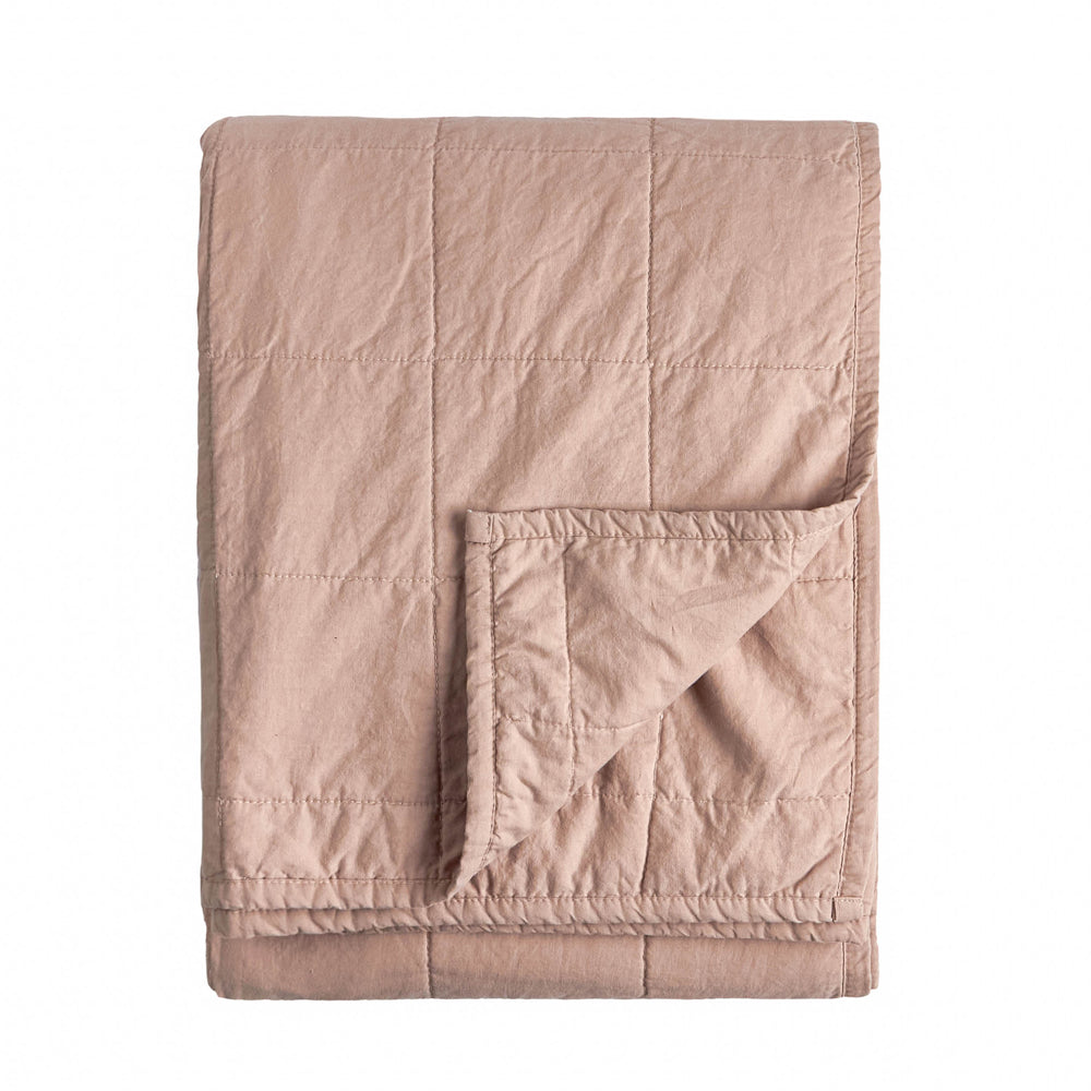Hebden Quilted Washed Cotton Bedspread Cotta