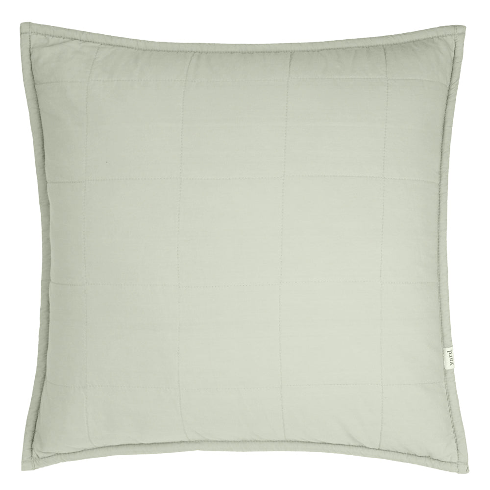Hebden Quilted Washed Cotton Cushion Bay Green