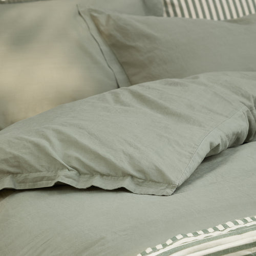 Hebden Washed Cotton Duvet Cover Set Bay Green