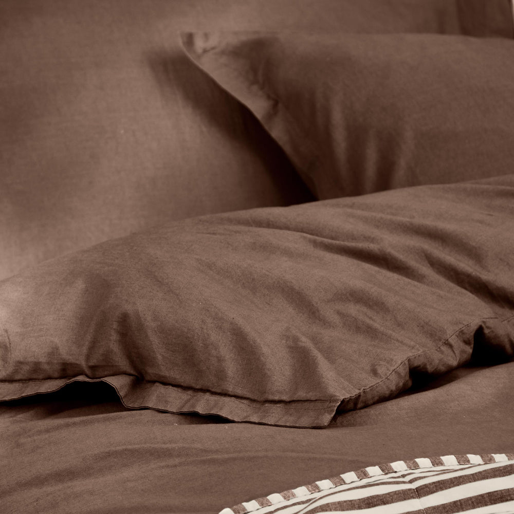 Hebden Washed Cotton Duvet Cover Set Cocoa Brown