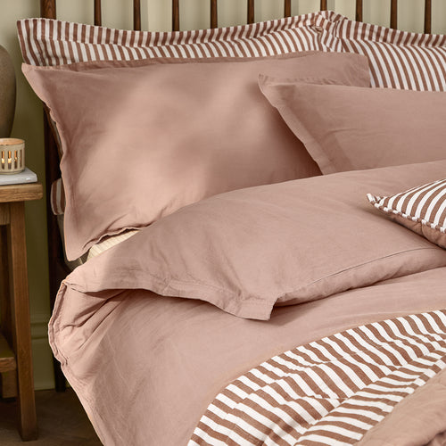 Hebden Washed Cotton Duvet Cover Set Cotta