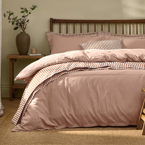 Hebden Washed Cotton Duvet Cover Set Cotta