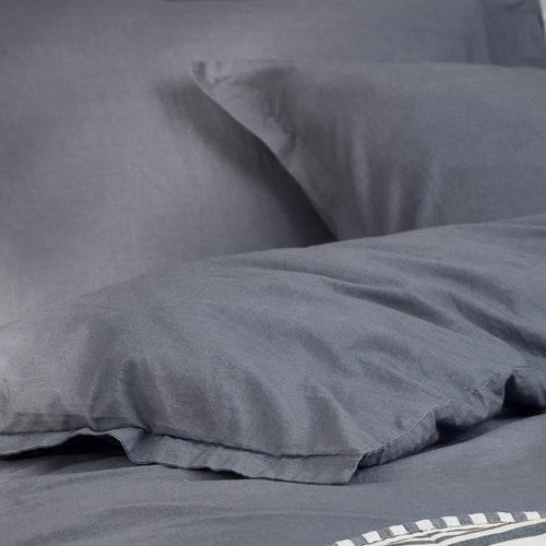 Hebden Washed Cotton Duvet Cover Set Denim Blue